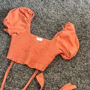 Altar'd State Vibrant Orange Smocked Top